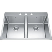 Kindred Brookmore 30.87" x 20.87" Drop in Double Bowl 3-Hole Stainless Steel Kitchen Sink BDL2131-9-3 Kindred