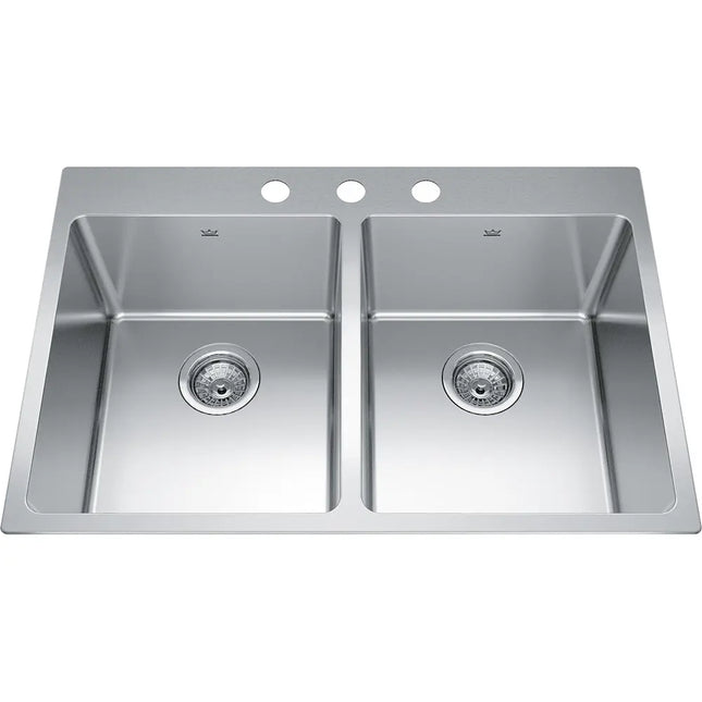 Kindred Brookmore 30.87" x 20.87" Drop in Double Bowl 3-Hole Stainless Steel Kitchen Sink BDL2131-9-3 Kindred