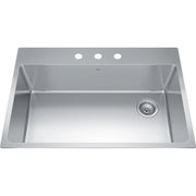 Kindred Brookmore 32.87" x 22" Drop in Single Bowl 3 Faucet Holes Stainless Steel Kitchen Sink BSL2233-9-3OW Kindred