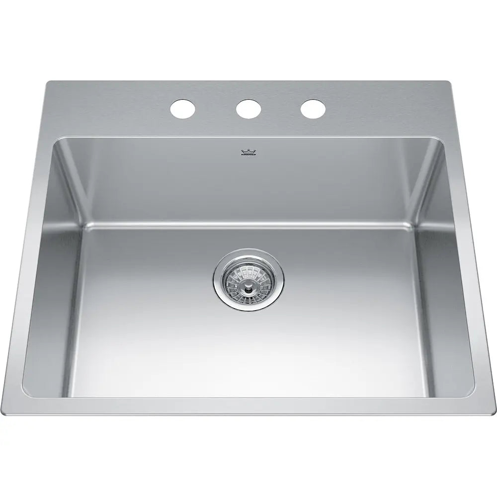 Kindred Brookmore 25" x 22" 3 Hole Single Bowl Drop-in Kitchen Sink Stainless Steel BSL2225-9-3 Kindred