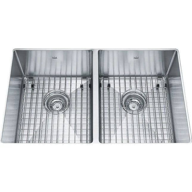 Kindred 29" x 18" Double Bowl 18 Gauge Undermount Sink With Bottom Grids Stainless Steel KCUD30-9-10BG Kindred