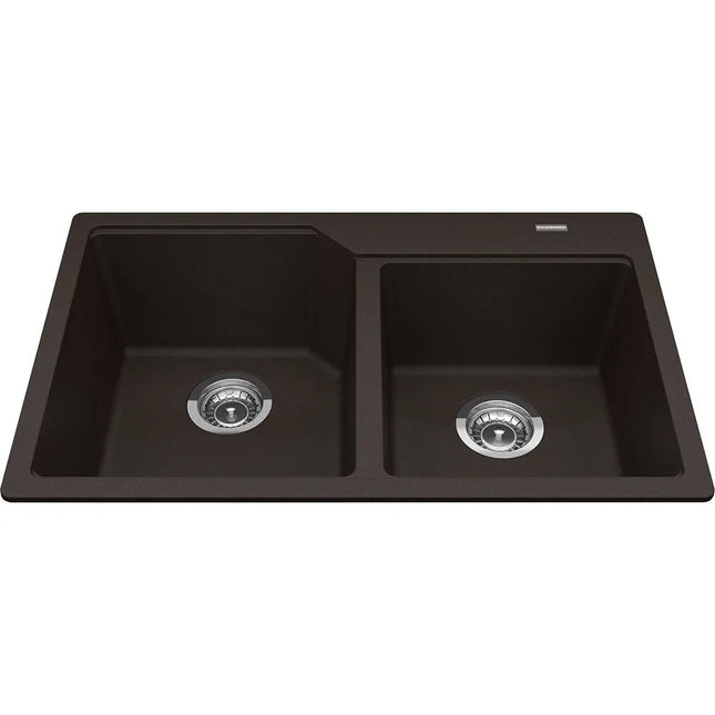 Kindred Granite 30.68" x 19.68" Drop-in Double Bowl Kitchen Sink Mocha MGCM2031-9ES Kindred