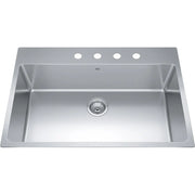 Kindred Brookmore 32.87" x 22" Drop in Single Bowl 4-Hole Stainless Steel Kitchen Sink BSL2233-9-4 Kindred
