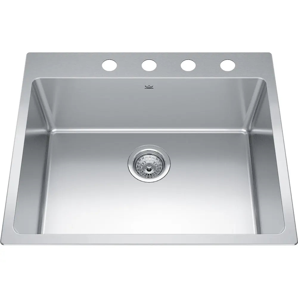 Kindred Brookmore 25" x 20.87" Drop in Single Bowl with 4 Faucet Holes Stainless Steel Kitchen Sink BSL2125-9-4 Kindred