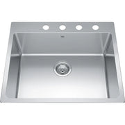 Kindred Brookmore 25" x 20.87" Drop in Single Bowl with 4 Faucet Holes Stainless Steel Kitchen Sink BSL2125-9-4 Kindred