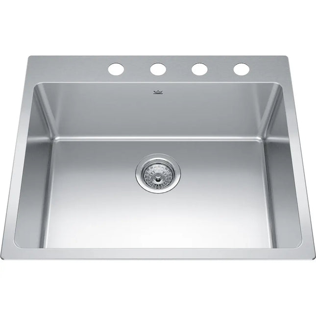 Kindred Brookmore 25" x 20.87" Drop in Single Bowl with 4 Faucet Holes Stainless Steel Kitchen Sink BSL2125-9-4 Kindred