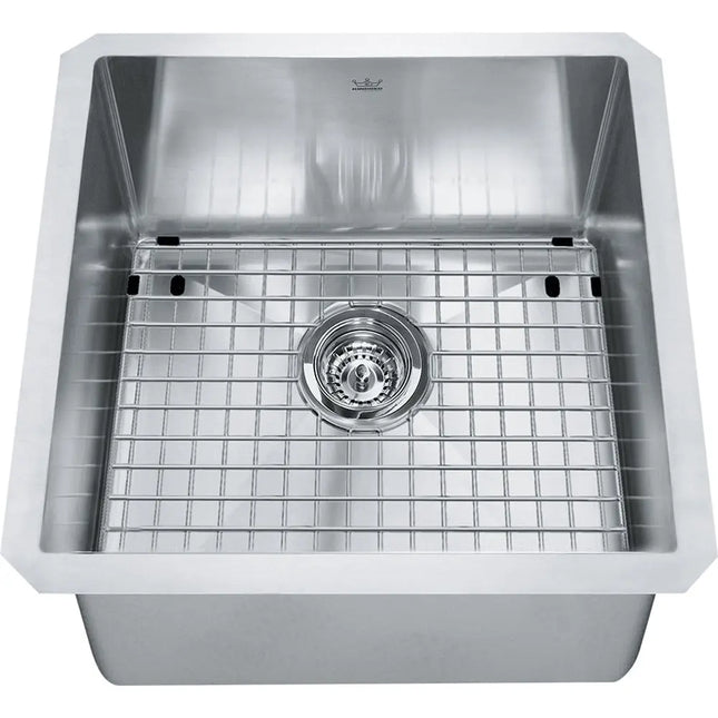 Kindred Designer 17" x 17" Stainless Steel 18 Gauge 1-Bowl Undermount Kitchen Sink With Bottom Grid KCUS21A-8-10BG Kindred