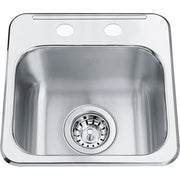 Kindred Steel Queen 13.63" x 13.63" Stainless Steel 20 Gauge Single Bowl Drop-In 2-Hole Bar Sink QSL1313-6-2 Kindred