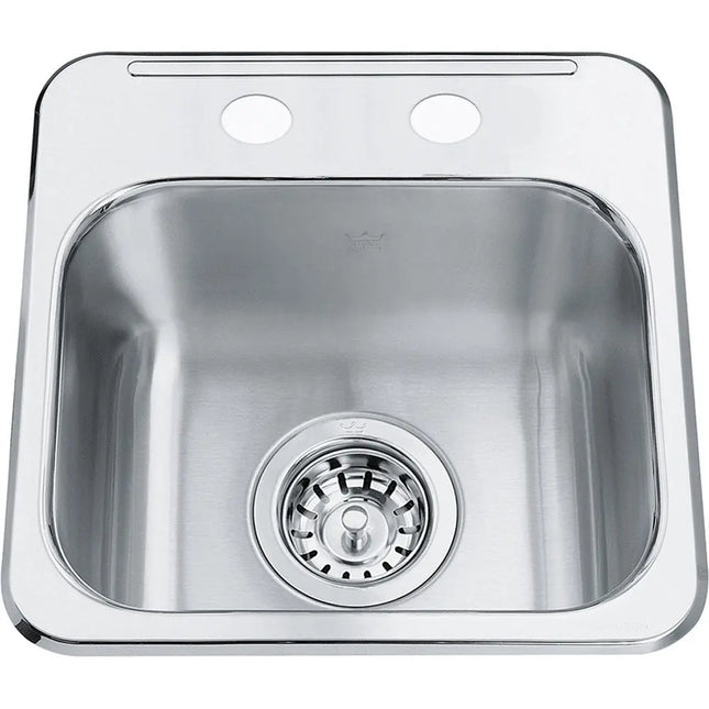 Kindred Steel Queen 13.63" x 13.63" Stainless Steel 20 Gauge Single Bowl Drop-In 2-Hole Bar Sink QSL1313-6-2 Kindred