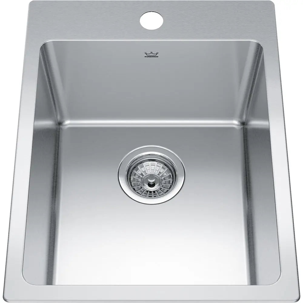 Kindred Brookmore 15.92" x 20.86" Single Hole Single Bowl Drop in Kitchen Sink Stainless Steel BSL2116-9-1 Kindred