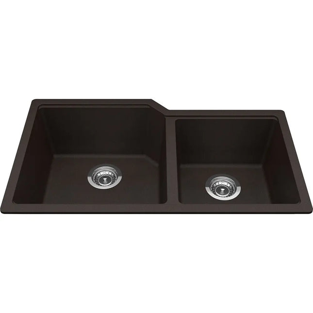 Kindred Granite 34" x 19.68" Undermount Double Bowl Kitchen Sink Mocha MGC2034U-9ES Kindred