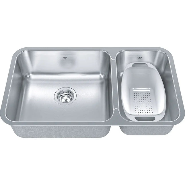 Kindred Steel Queen 30.87" x 17.75" Double Bowl Undermount Kitchen Sink No Hole 20 Gauge Stainless Steel Satin QCUA1831R-8 Kindred