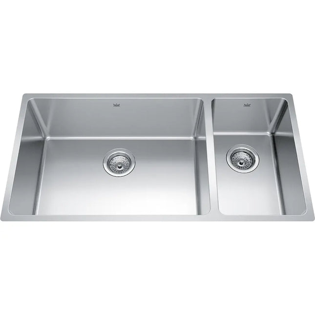 Kindred Brookmore 35.56" x 18.12" Undermount Double Bowl 18 Gauge Stainless Steel Kitchen Sink BCU1836R-9 Kindred