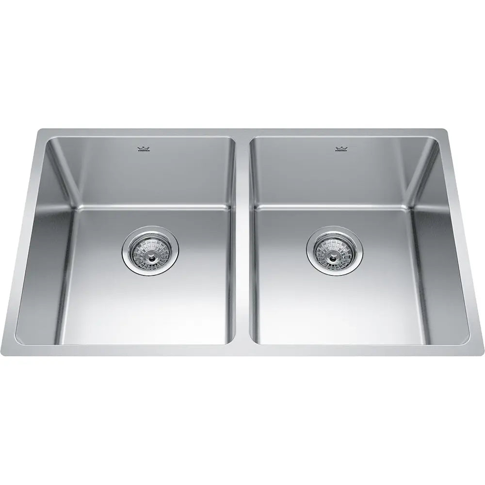 Kindred Brookmore 30.5" x 18.12" Drop-In Undermount Kitchen Sink, 2 Bowls, Stainless Steel BDU1831-9 Kindred
