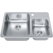 Kindred 26.5" x 18.13" 1-Hole Double Bowl Drop-in 20 Gauge Kitchen Sink Stainless Steel QCMA1826-7-1 Kindred