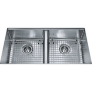 Kindred 35" x 18" Double Bowl 18 Gauge Undermount Sink With Bottom Grids Stainless Steel KCUD36-9-10BG Kindred