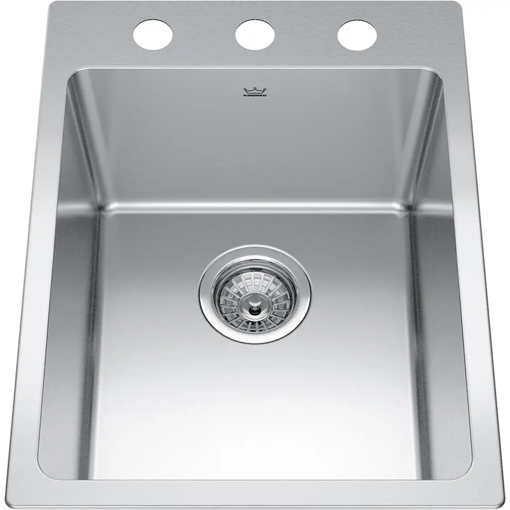 Kindred Brookmore 16" x 20.86" Drop in Single Bowl Stainless Steel Kitchen Sink BSL2116-9-3 Kindred