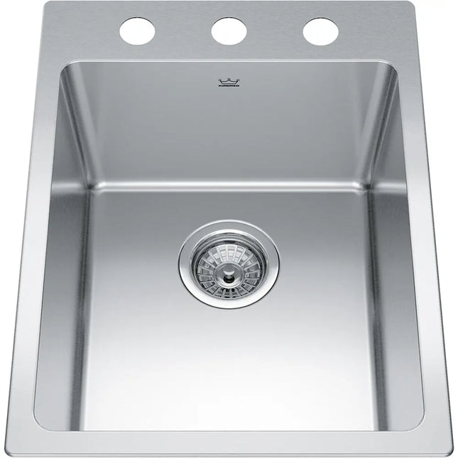 Kindred Brookmore 16" x 20.86" Drop in Single Bowl Stainless Steel Kitchen Sink BSL2116-9-3 Kindred