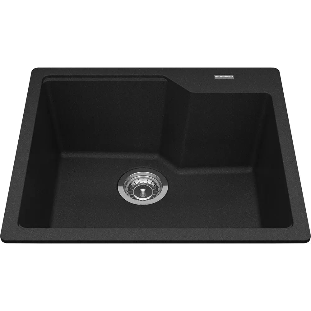 Kindred Granite 22" x 19.68" Drop-in Single Bowl Kitchen Sink Onyx MGSM2022-9ON Kindred