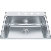 Kindred Creemore 25" x 22" Drop-in Single Bowl 4 Faucet Holes Stainless Steel Kitchen Sink CSLA2522-8-4CB Kindred