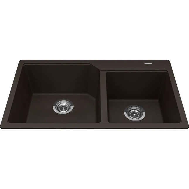 Kindred Granite 34" x 19.68" Drop-in Double Bowl Kitchen Sink Mocha MGCM2034-9ES Kindred