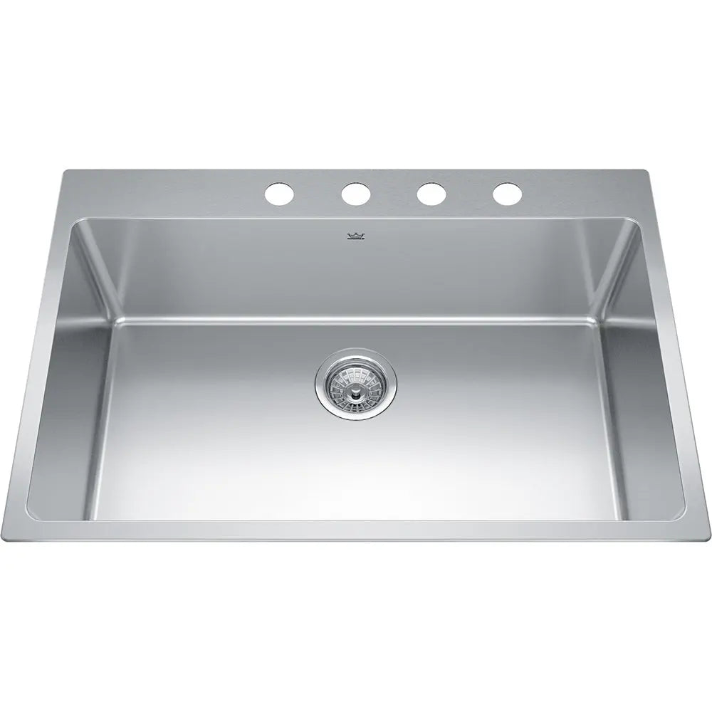 Kindred Brookmore 30.87" x 20.87" Drop in Single Bowl Stainless Steel Kitchen Sink (4 Hole Cut) BSL2131-9-4 Kindred