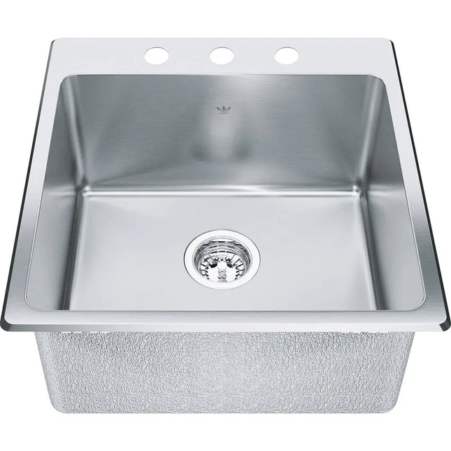 Kindred 20" x 20.56" Drop-in 3-hole Single Bowl Laundry/utility Sink Stainless Steel QSLF2020-10-3 Kindred
