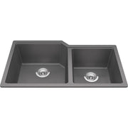 Kindred Granite 34" x 19.68" Undermount Double Bowl kitchen Sink Shadow Grey MGC2034U-9SG Kindred