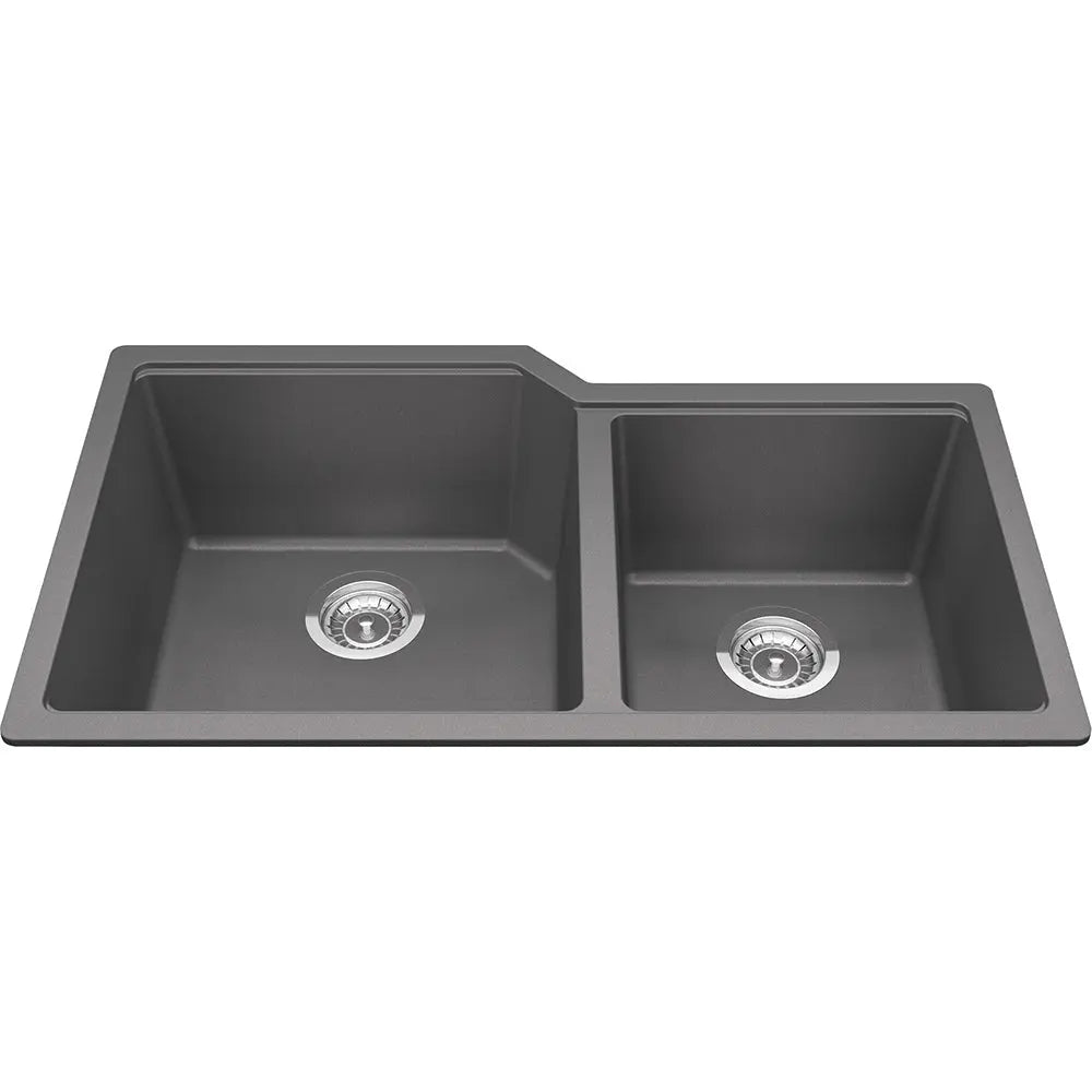 Kindred Granite 34" x 19.68" Undermount Double Bowl kitchen Sink Shadow Grey MGC2034U-9SG Kindred
