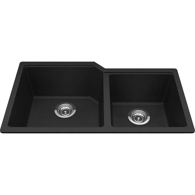 Kindred Granite 34" x 19.68" Undermount Double Bowl Kitchen Sink Onyx MGC2034U-9ON Kindred