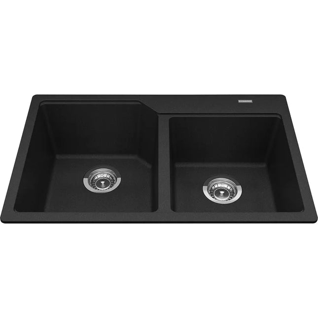 Kindred Granite 30.68" x 19.68" Drop-in Double Bowl Kitchen Sink Onyx MGCM2031-9ON Kindred