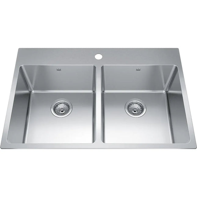 Kindred Brookmore 32.87" x 22" Double Bowl Single Hole Drop-in Kitchen Sink Stainless Steel BDL2233-9-1 Kindred