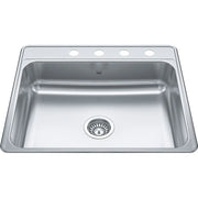 Kindred Creemore 25" x 22" Drop-in Single Bowl 4 Faucet Holes Stainless Steel Kitchen Sink CSLA2522-6-4 Kindred