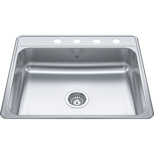 Kindred Creemore 25" x 22" Drop-in Single Bowl 4 Faucet Holes Stainless Steel Kitchen Sink CSLA2522-6-4 Kindred