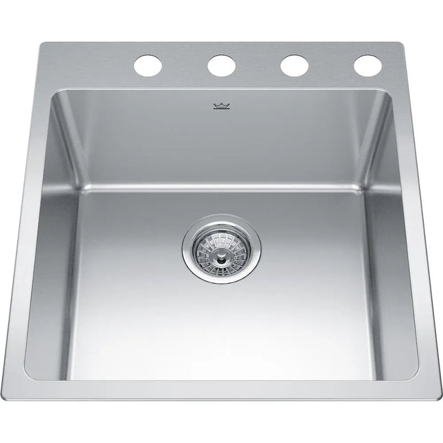 Kindred Brookmore 19.93" x 20.56" Drop in Single Bowl with 4 Faucet Holes Stainless Steel Kitchen Sink BSL2120-9-4 Kindred
