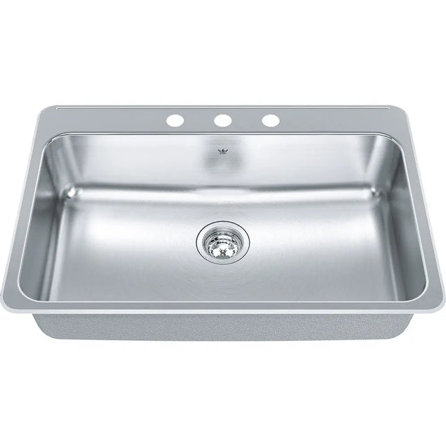 Kindred 31.25" x 20.5" 3-Hole Single Bowl Drop-in Sink Stainless Steel QSLA2031-8-3 Kindred