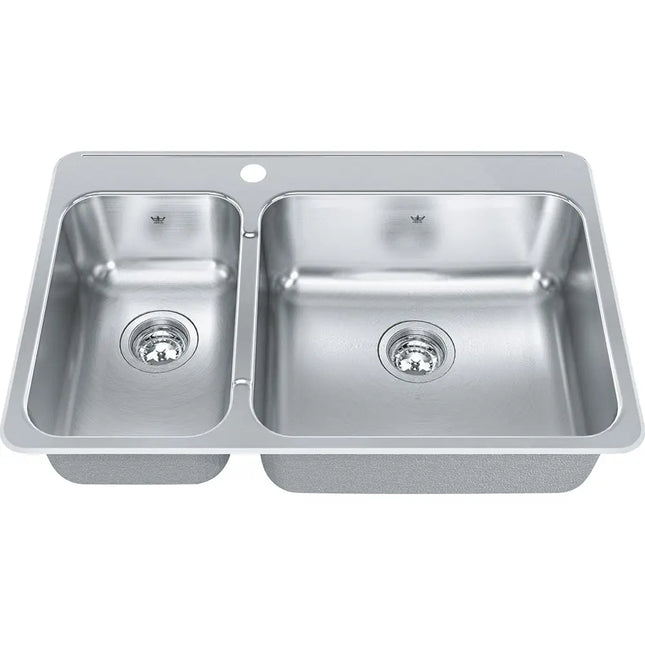 Kindred Steel Queen 31.25" x 30.5" 1-Hole Double Bowl Drop-in 20 Gauge Kitchen Sink Stainless Steel QCLA2031L-8-1 Kindred