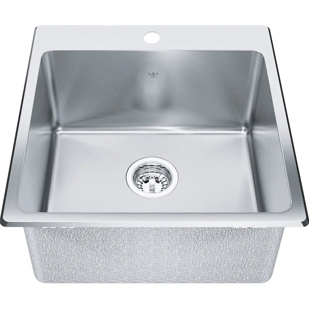 Kindred Steel Queen 20.13" x 20.56" 1-Hole Single Bowl Dual Mount Laundry Sink Stainless Steel QSLF2020-10-1 Kindred