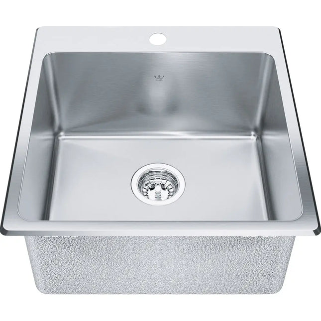 Kindred Steel Queen 20.13" x 20.56" 1-Hole Single Bowl Dual Mount Laundry Sink Stainless Steel QSLF2020-10-1 Kindred