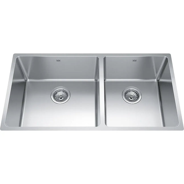 Kindred Brookmore 34.5" x 18.12" Undermount Double Bowl Stainless Steel Kitchen Sink BCU1835R-9 Kindred