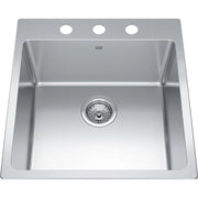 Kindred Brookmore 19.93" x 20.86" Drop in Single Bowl Stainless Steel Kitchen Sink BSL2120-9-3 Kindred