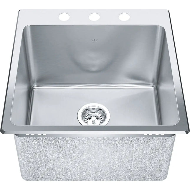 Kindred Steel Queen 20.13" x 20.56" 3-hole Single Bowl Dual Mount Sink Stainless Steel QSLF2020-12-3 Kindred
