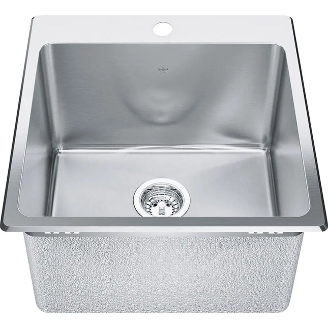 Kindred Steel Queen 20.13" x 20.56" 1-Hole Single Bowl Dual Mount Laundry Sink Stainless Steel QSLF2020-12-1 Kindred