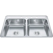 Kindred Creemore 33" x 22" Drop In Double Bowl 4-Hole Stainless Steel Kitchen Sink CDLA3322-7-4 Kindred