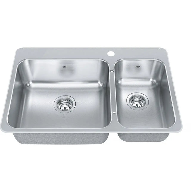 Kindred 31.25" x 20.5" 1-Hole Double Bowl Drop-in 20 Gauge Kitchen Sink Stainless Steel QCLA2031R-8-1 Kindred