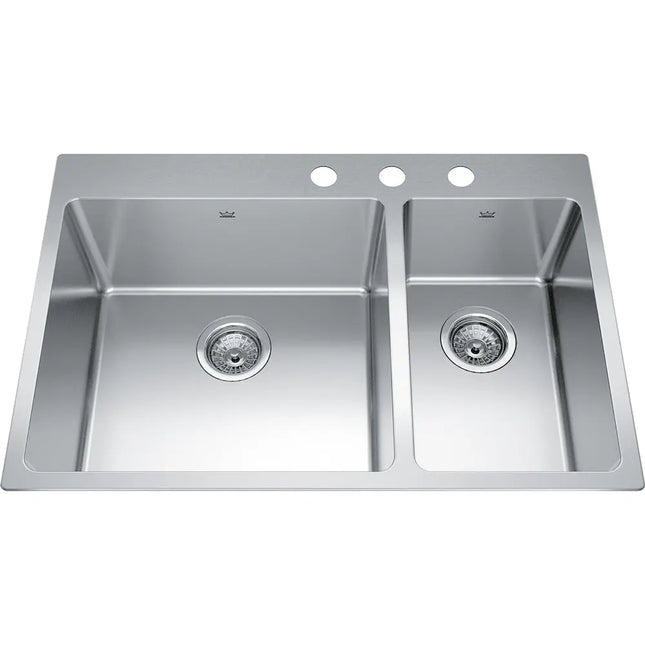 Kindred Brookmore 30.87" x 20.87" FB Drop in Combination Bowl 3-Hole Stainless Steel Kitchen Sink BCL2131R-9-3 Kindred