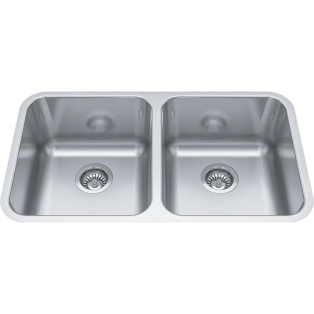 Kindred Reginox 30" x 17" Undermount Kitchen Sink, Double Bowls 18 Gauge Stainless Steel ND1831UA-9 Kindred