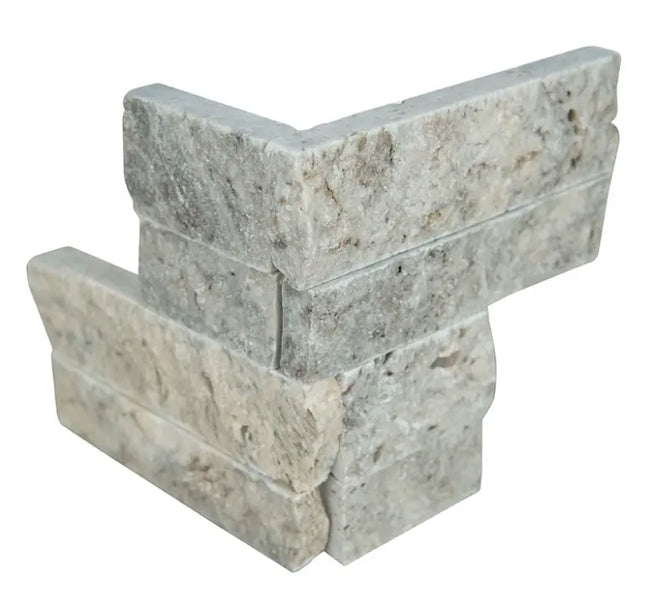 MSI SURFACES SILVER TRAVERTINE MINI PANEL CORNER (Sold Per Box) LPNLTSIL4.59COR-MINI MSI Surfaces
