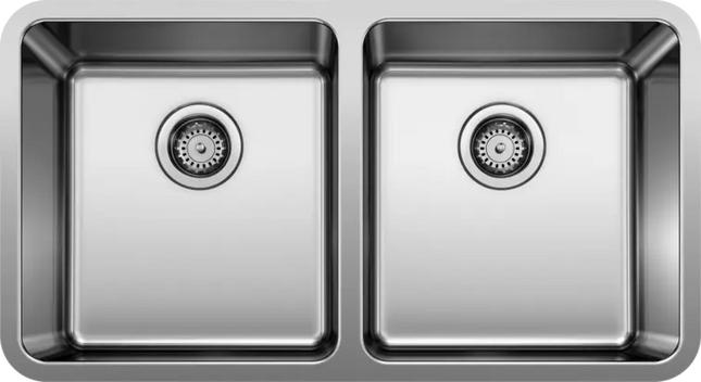Blanco Formera U 2 33" x 18" 18 Gauge Double Bowl Undermount Kitchen Sink - Stainless Steel Blanco