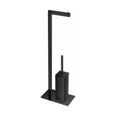 Aqua Piazza Free Standing Toilet Paper Holder With Toilet Brush – Matte Black Kube Bath